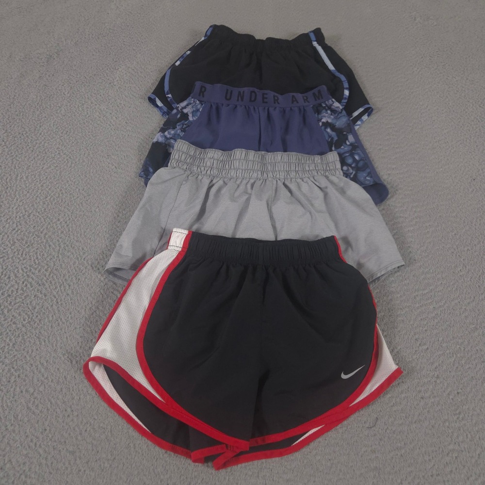 LOT OF 4 Nike x Under Armour Shorts Womens XS Multi Tempo Play Up Dri-Fit Inset